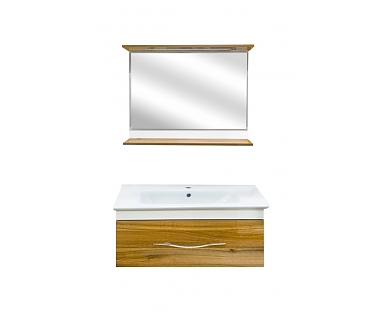 Мебель для ванной Misty Турин 100 подвесная орех глянец/белый