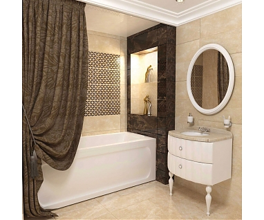 Штора для ванной Aima Design У37613 240x240, двойная, коричневая