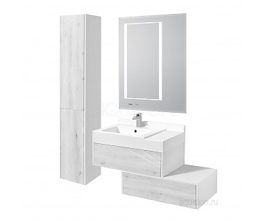 Мебель для ванной AQUATON Сакура 80 ольха наварра/белый глянец
