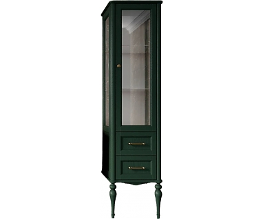 Шкаф-пенал ValenHouse Эстетика R, витрина, зеленый, ручки бронза