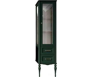 Шкаф-пенал ValenHouse Эстетика R, витрина, зеленый, ручки золото