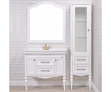 Мебель для ванной ValenHouse Эстетика 100, белая, подвесная, ручки бронза
