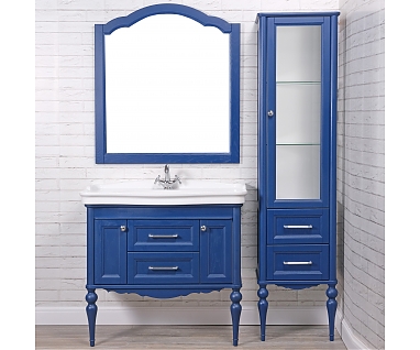 Мебель для ванной ValenHouse Эстетика 100, синяя, подвесная, ручки хром