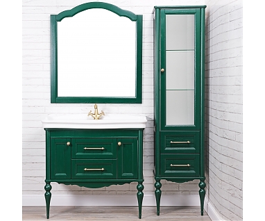 Мебель для ванной ValenHouse Эстетика 100, зеленая, подвесная, ручки бронза
