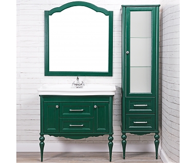 Мебель для ванной ValenHouse Эстетика 100, зеленая, подвесная, ручки хром