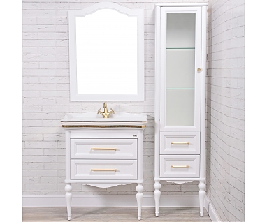 Мебель для ванной ValenHouse Эстетика 80, белая, подвесная, ручки золото