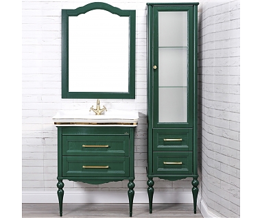 Мебель для ванной ValenHouse Эстетика 80, зеленая, подвесная, ручки золото