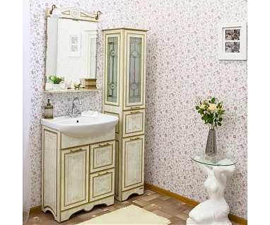 Мебель для ванной Sanflor Адель 65 белая, патина золото