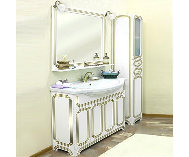 Мебель для ванной Sanflor Каир 120 белая, золотая патина