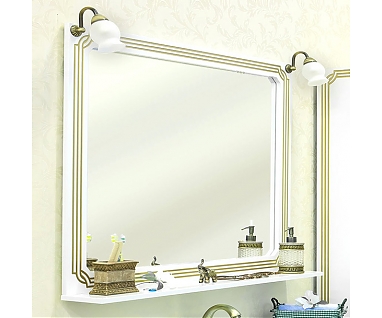 Зеркало Sanflor Каир 120 белое, золотая патина