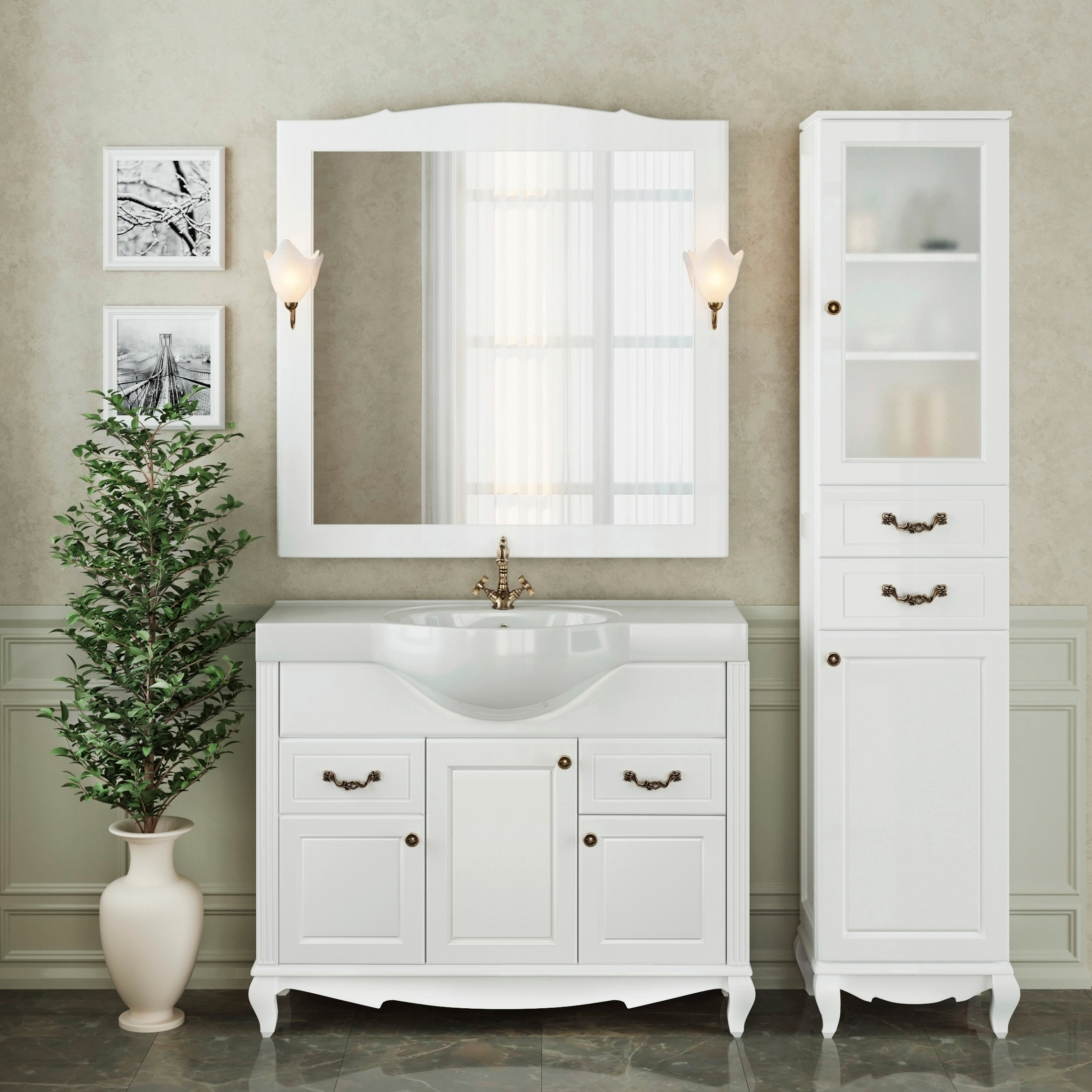 мебель для ванной комнаты белого цвета