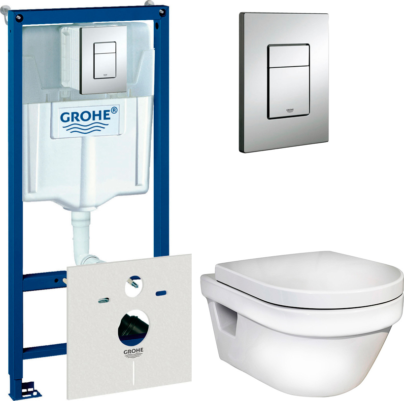 Комплект инсталляция Grohe Rapid SL 38775001 4 в 1 + унитаз Gustavsberg Hygienic Flush WWC 5G84HR01