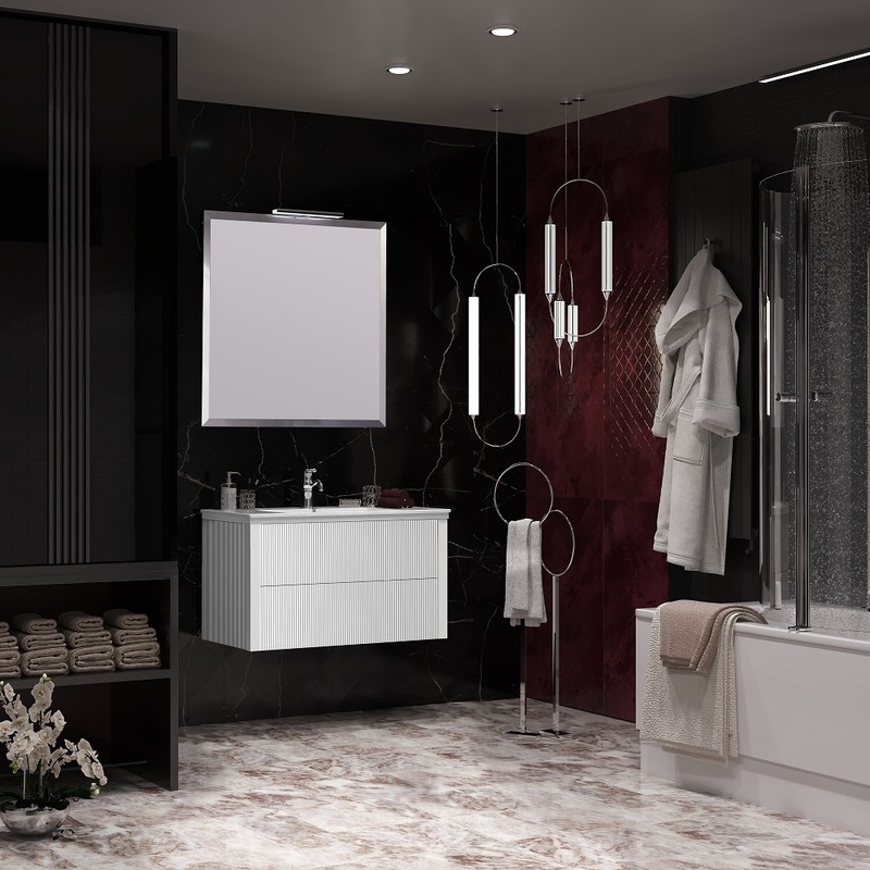 Мебель для ванной Opadiris Рубинно 90 подвесная белая глянцевая, вар. 2