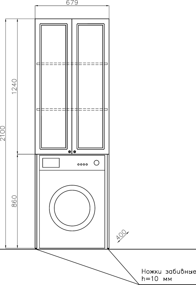 Шкаф пенал style line эко стандарт 680 над стиральной машиной